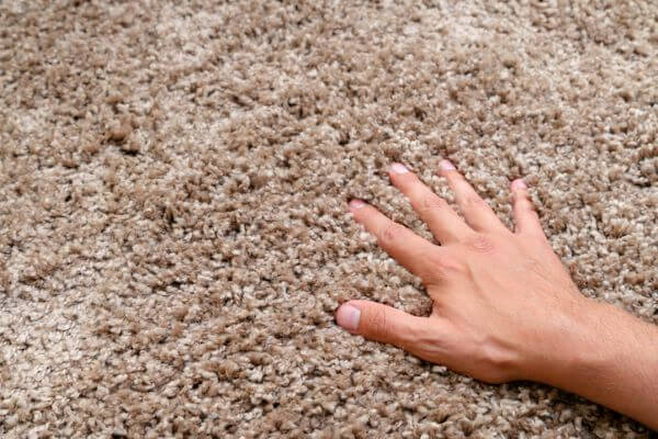 hand touching fluffy carpet